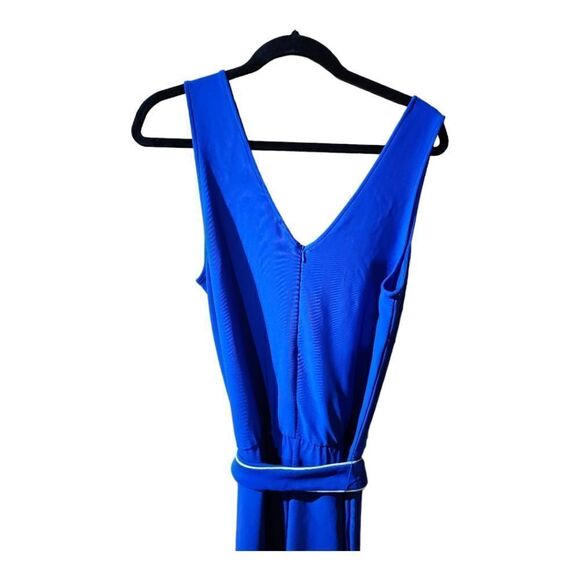 BOSTON PROPER Blue Sleeveless V-Neck Jumpsuit - Size Large - Picture 4 of 8